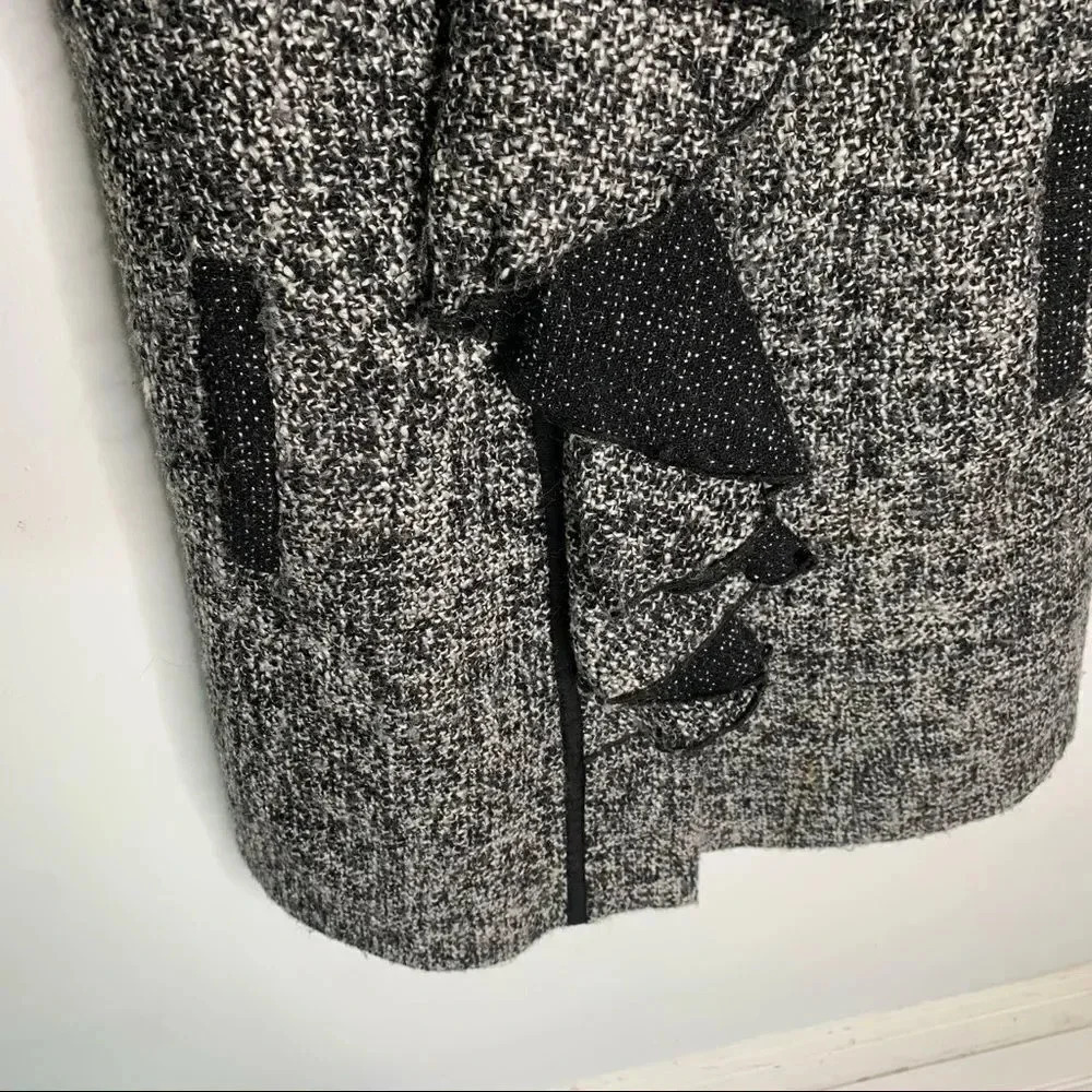 Tahari Wool Blend Tweed Jacket Ruffle Detail - Picture 7 of 10